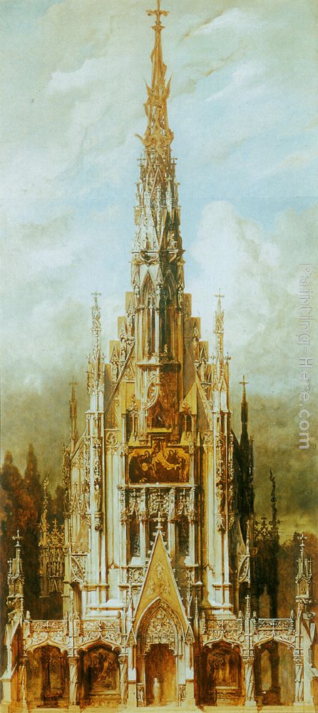 Gotische Grabkirche St. Michael, Turmfassade painting - Hans Makart Gotische Grabkirche St. Michael, Turmfassade art painting